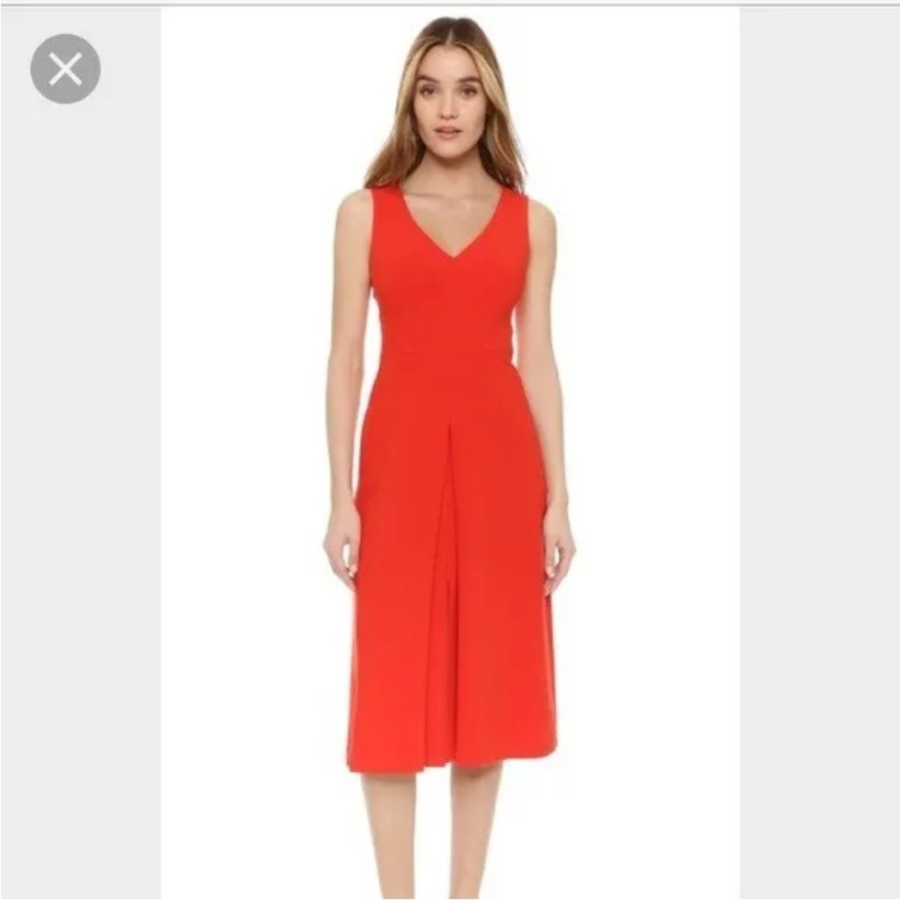 Black Halo Vibrant Red V‑Neck Midi Dress